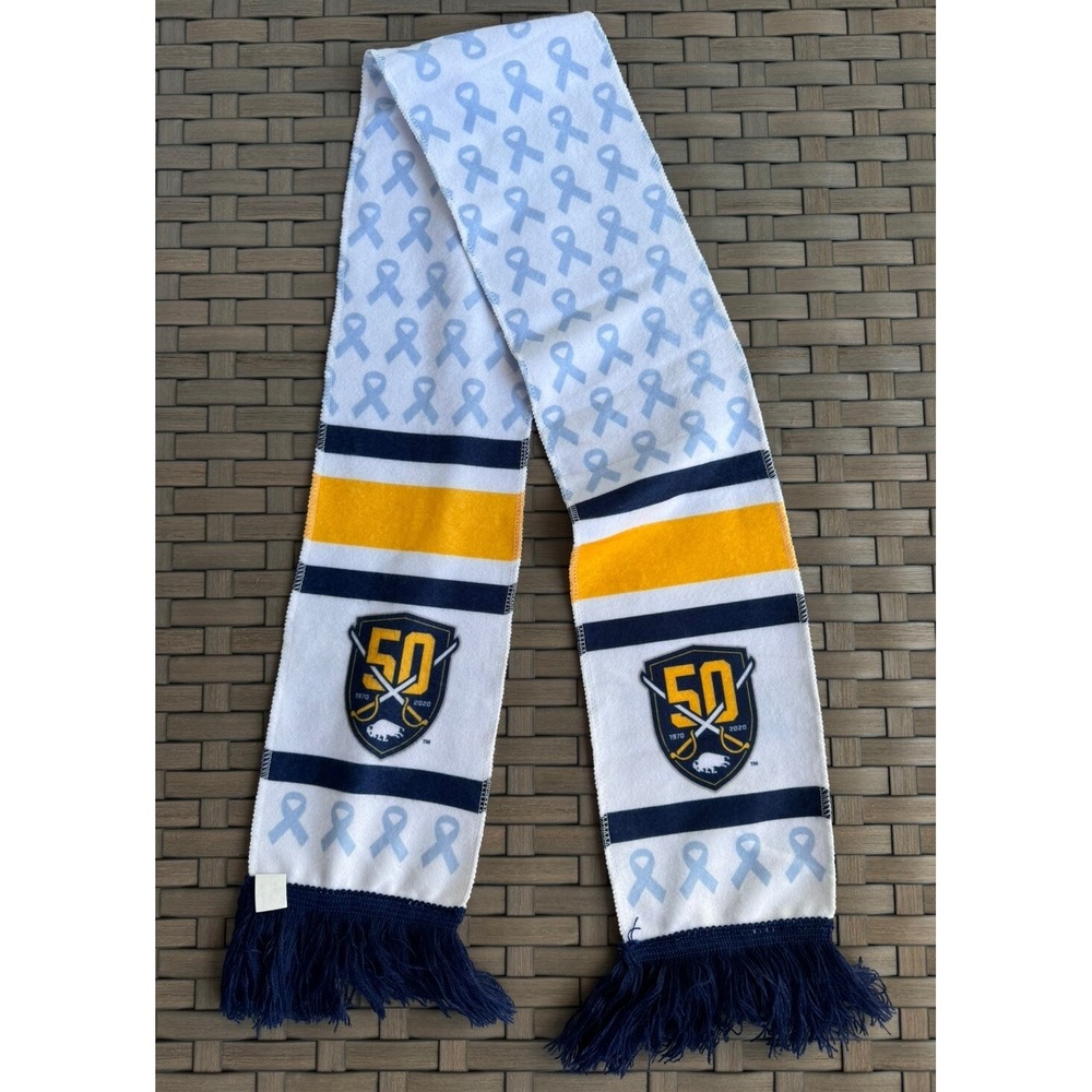 NHL Hockey Fights Cancer Buffalo Sabres 50th Anniver Scarf Roswell Park Cancer